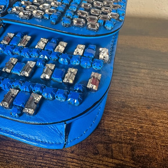 RARE Authentic Valentino Garavani Blue Crystal Rockstud Crossbody Bag - Picture 10 of 13